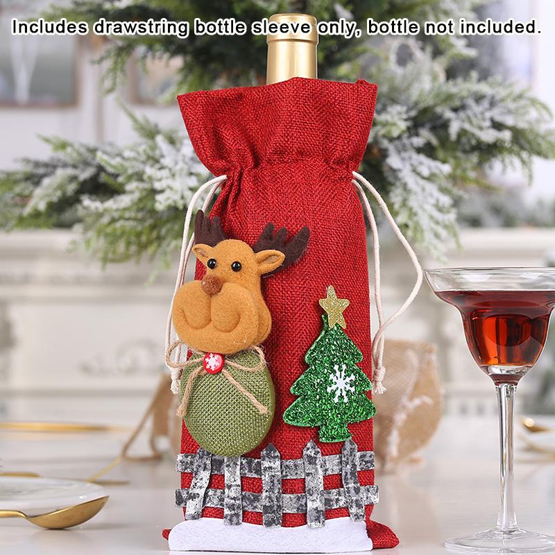 Christmas Wine Bottle Covers Bag Snowman Santa Claus Champagne Bottle Cover Sleeve Merry Christmas Year Table Decorations