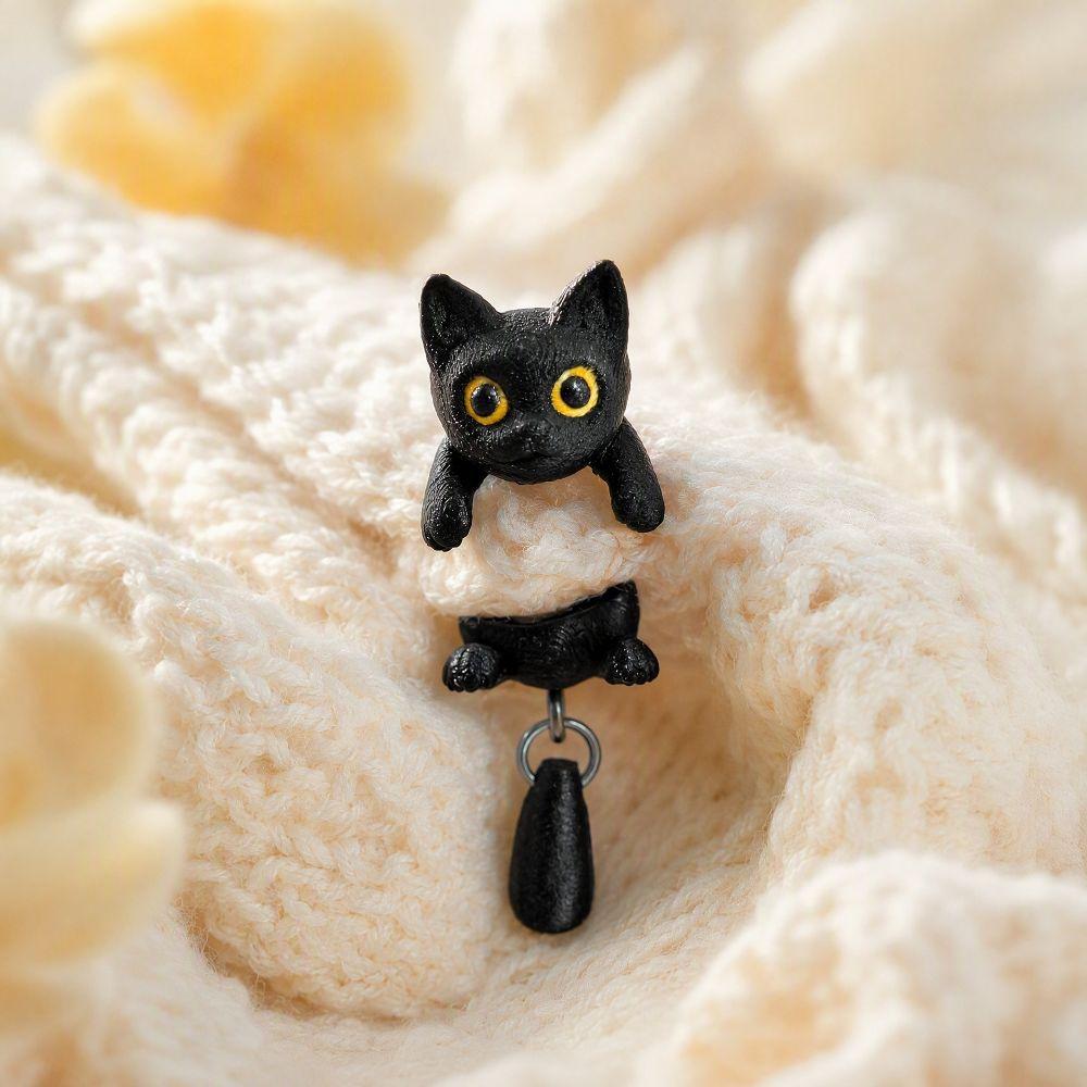 Black Black Cat Earrings Resin Kitten Ear Jewelry High Quality Animal Dangle Earrings