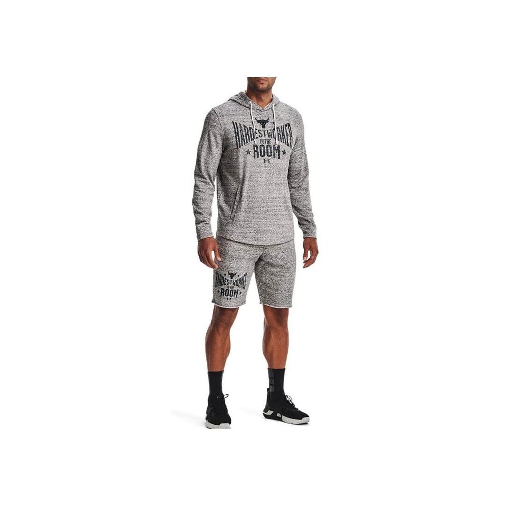 Under Armour Project Rock Hardest Worker Terry Hoodie Men Grey 1370458-112