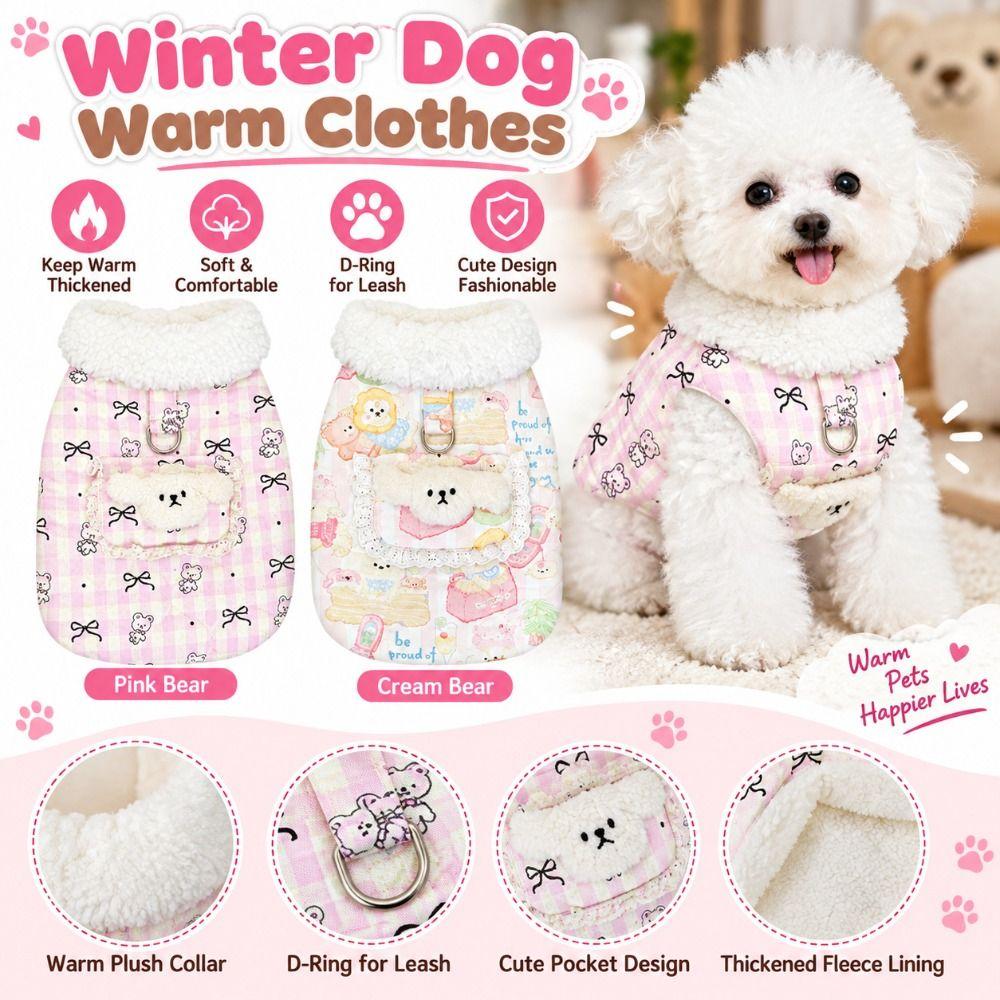 Thickened Dog Vest Winter Dog Bodysuit Cute Dog Cotton Coat For Small Dogs Cats
