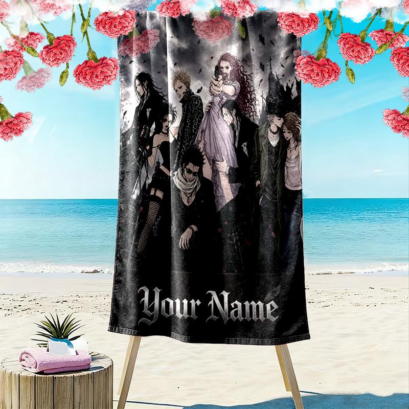 Name Custom Black Stones Print Beach Towel, Large Soft Quick Dry Towel for Beach Camping Swimming