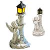 Resin Roman Colum Angel Statue with Solar Lights Ornament Outdoor Garden Waterproof Figurine Solar Glowing Lamp Decors