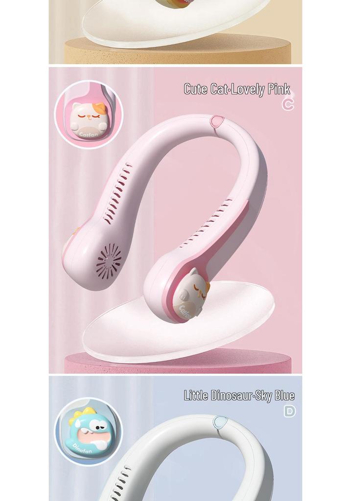 2026 Trendy Bladeless Neck Fan - Cute, Rechargeable, Up & Down Wind for Girls