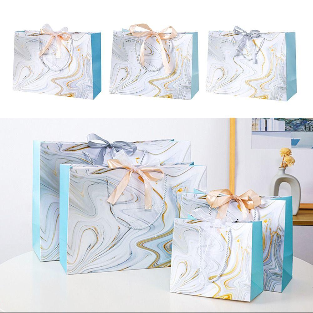 Мраморная печать Мраморный узор Бумажный пакет Многоразмерная сумка для покупок Креативная упаковка Сумка для покупок