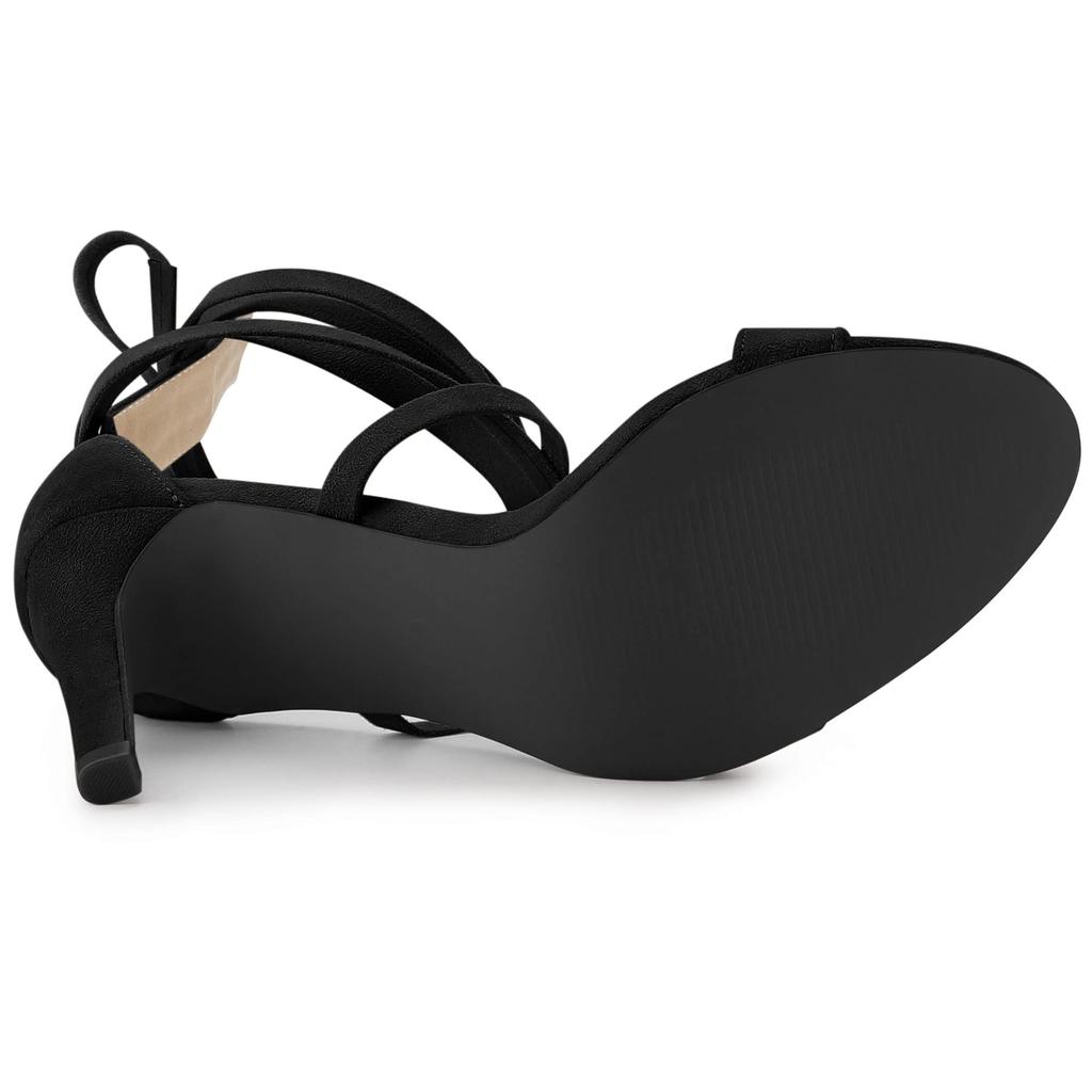 Allegra K Lace-Up Sandals, Open Toe, Stiletto Heel, Women's, Black, Size 25.5cm
