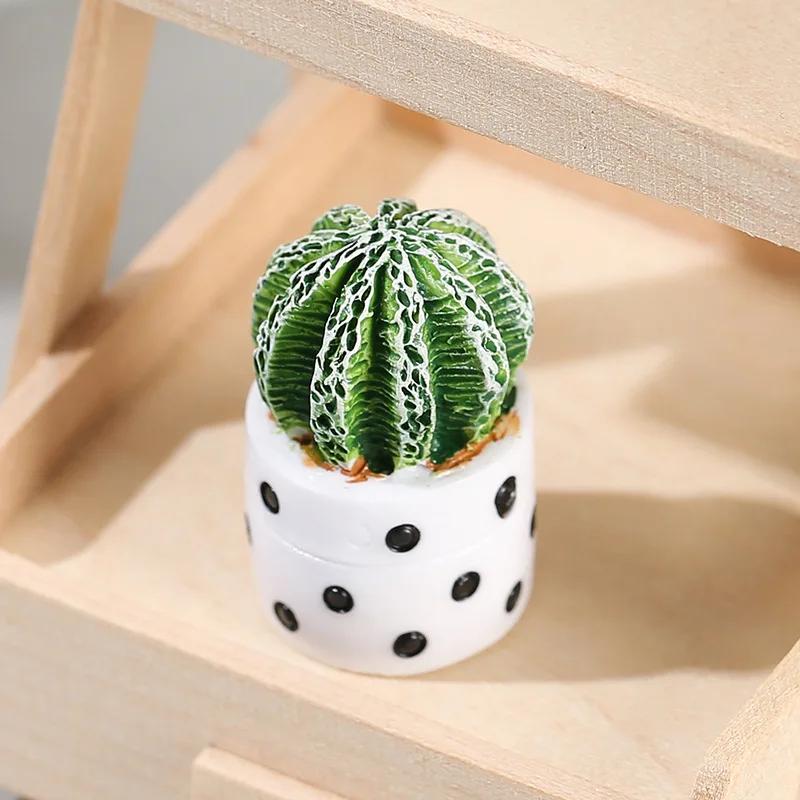 Kawaii Mini Cactus Figurines Artificial Resin Cactus Desk Decorations DIY Micro-landscape Decorations
