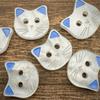 10Pcs Cute Cat Buttons 12mm Small Kitten Head White Resin 2-hole Buttons Clothing Accessories