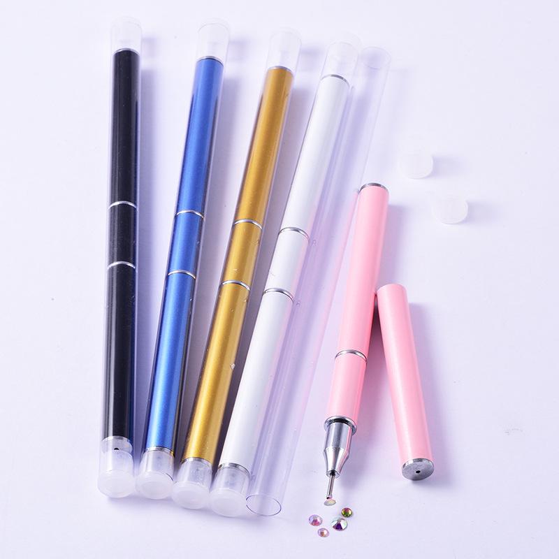 Dual-Purpose Suction Drill Pen, Capped Pen Type, Manicure Point Drill Pen, Double-Ended Metal Crayon, Drill Remover Diy Accessories Tool