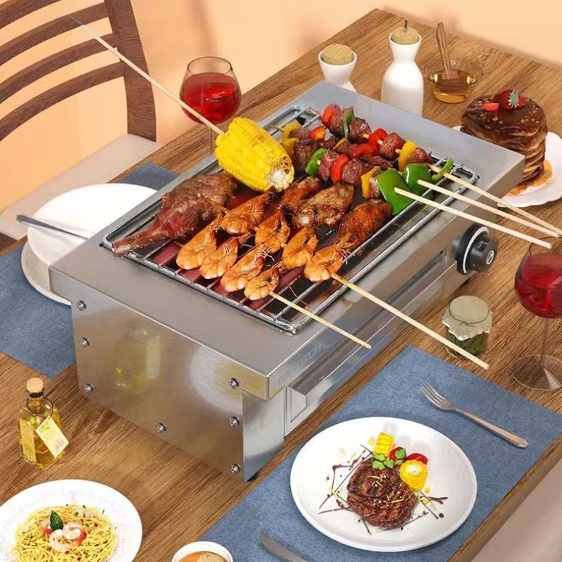 220V Commercial Barbecue Grill Smokeless Electric Barbecue Grill Indoor Electric Grill Small Barbecue Machine