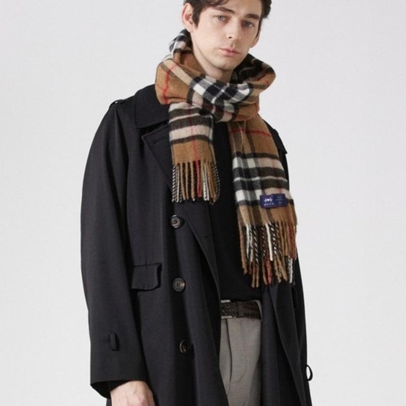 ABRAHAM MOON Merino Wool Shawl Muffler 50cm - Camel Thompson