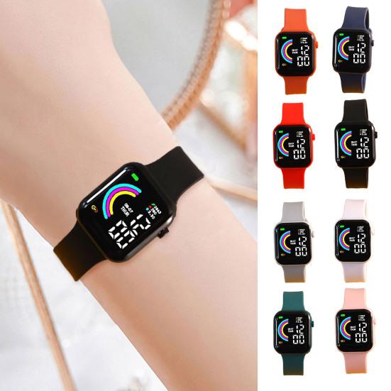 Electronic Watch Digital Display Button Control Square Dial Adjustable LED Precise Time Portable Teens Students Digital Wristwatch Daily Accessory