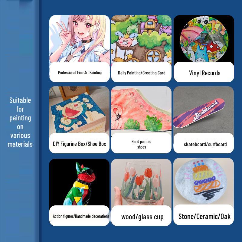 Водонепроницаемые Акриловые Маркеры для Многослойного Рисования - Детский Набор для Ткани, Керамики, Дерева, Камня и Акварельного Искусства