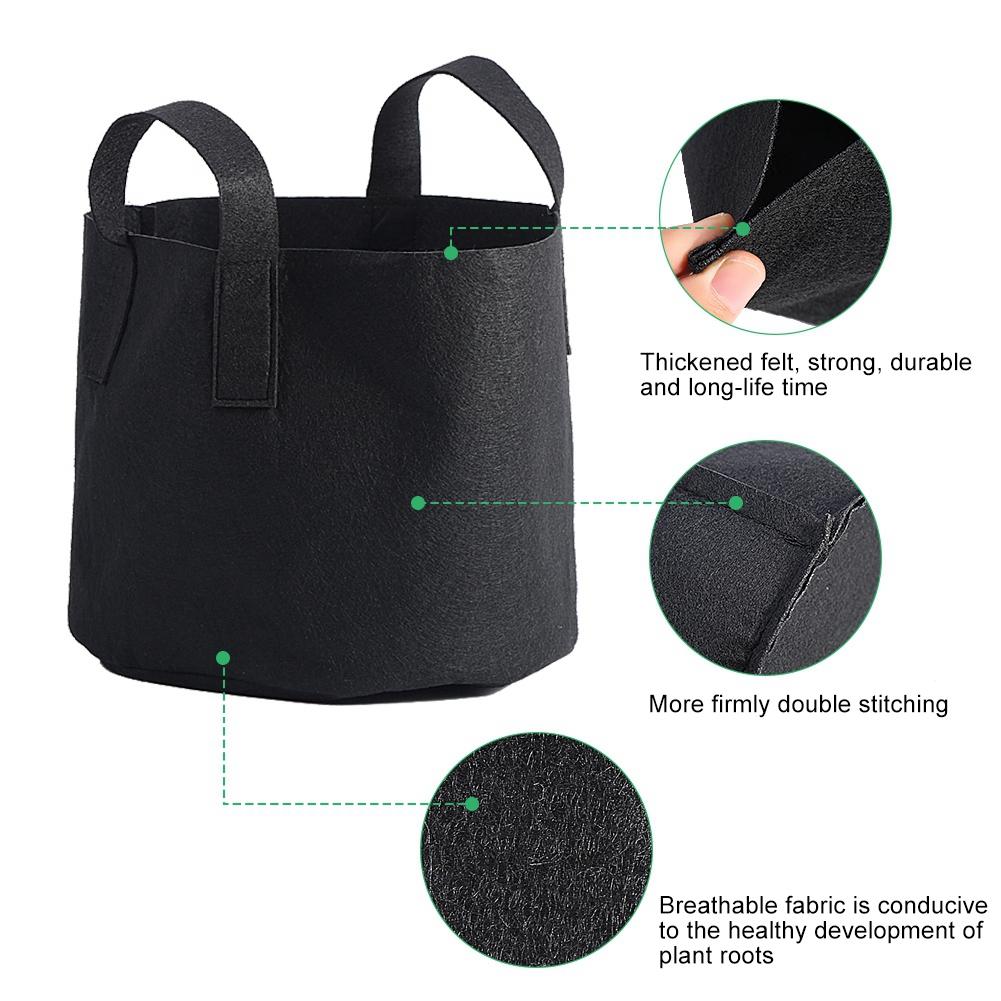 1 2 3 5 7 10 Gallon Black Plants Growing Bag Vegetable Flower Aeration Planting Pot Container
