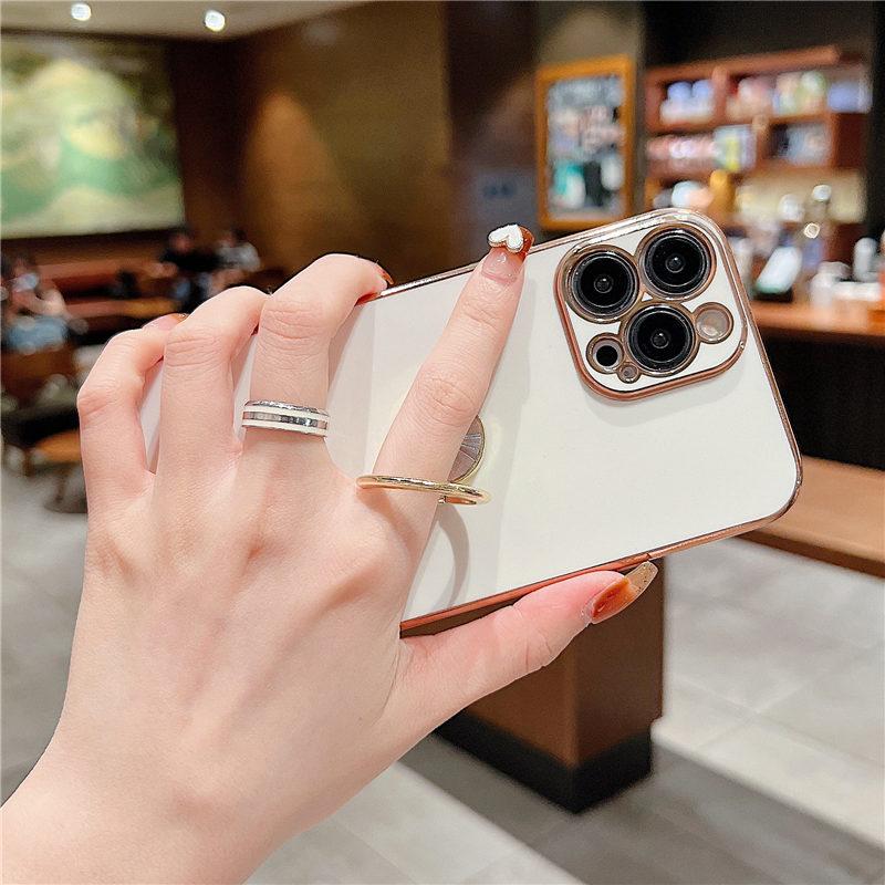 Мягкий чехол-держатель с кольцом для iPhone 14 13 12 11 Pro Max 13pro 14 Plus 14, противоударный бампер, гальваническая задняя крышка