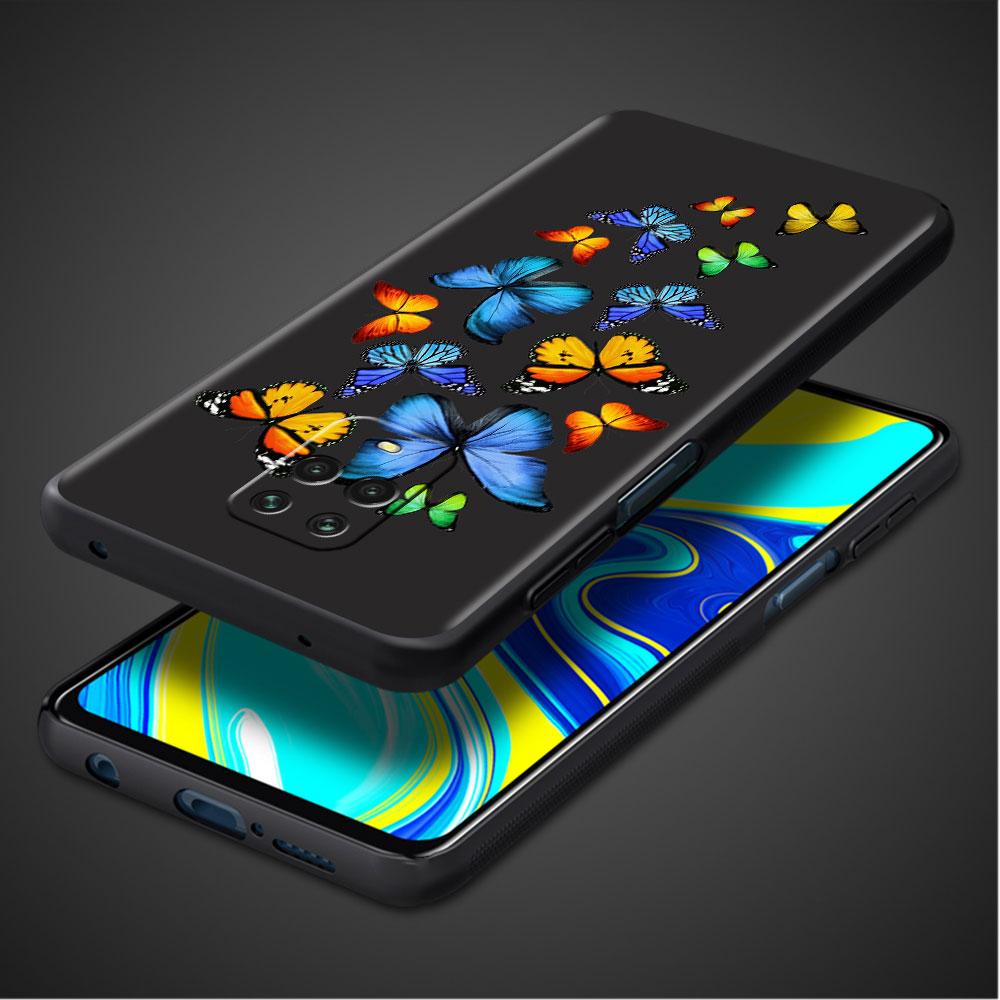 Роскошный черный чехол для телефона Xiaomi Redmi Note 11 10 9 8 7 Pro 9S 9A 9C 10s 8T K40 10C 10S Funda Cover Blue Beautiful Butterfly