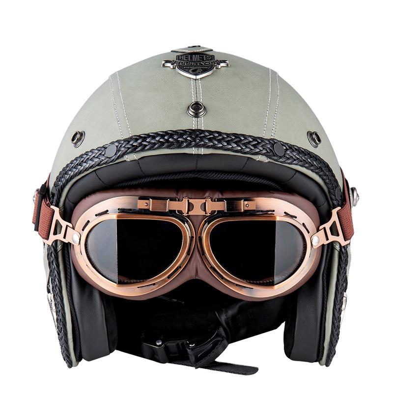 BYB Four Seasons Retro Handmade Personalized 3/4 Motorcycle Helmet-Sizes M/L/XL