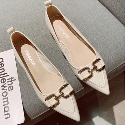 Модные туфли на среднем каблуке, женская новая весенне-осенняя мода с юбкой, неглубокие туфли с острым носком, туфли-лодочки на низком каблуке P672