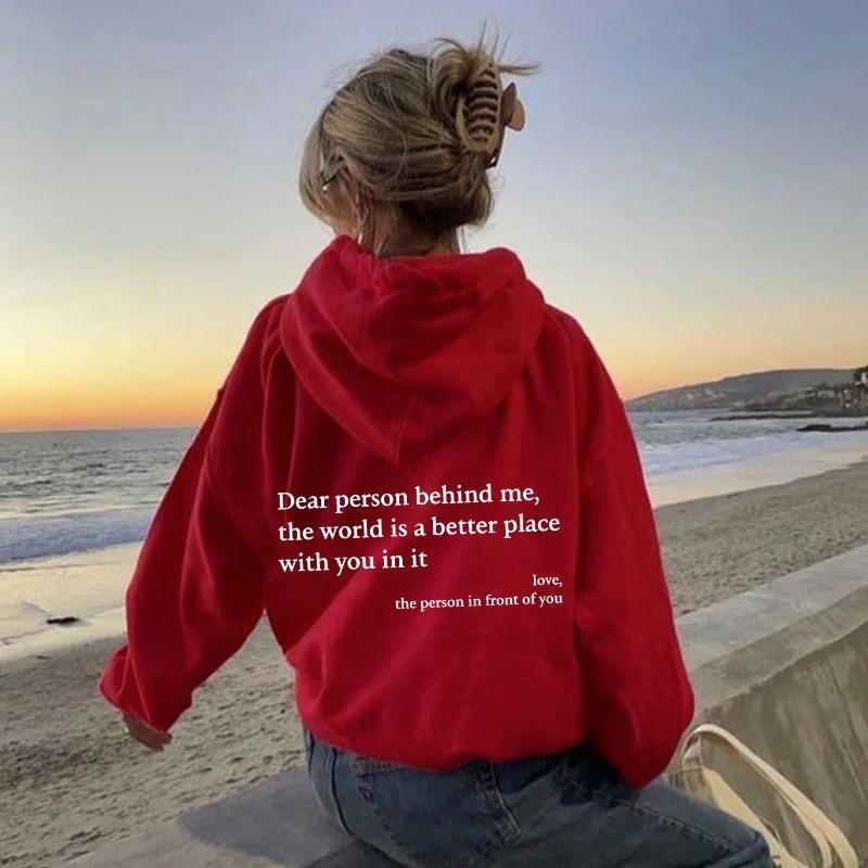 Women S Fleece Hoodie With Letter Print Kangaroo Pocket Drawstring