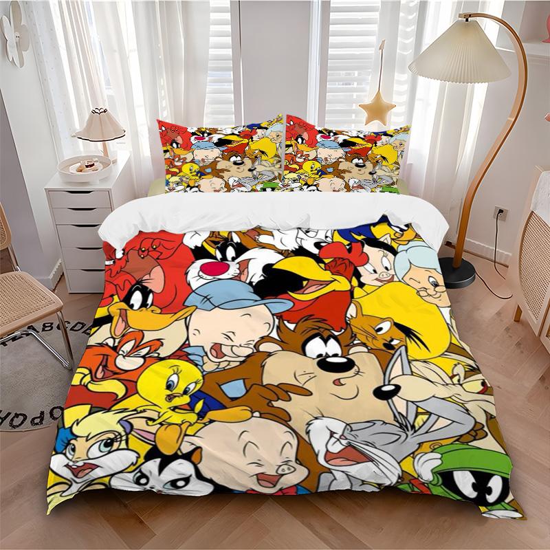 Classic Looney Tunes Compilation Print 3Pcs Bedding Setduvet Cover With 2 Bedropillowcase Home Birthday Gift