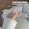 Luxury Brand Anti-blue Light Rimless Reading Glasses Women Men High Definition Far-sighted Square Eyewear Diopter +1.0 To +4.0