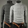Mens Knitting Sweaters Casual Braid Double Collar Tops Winter Man High Neck Thick Warm Pullover