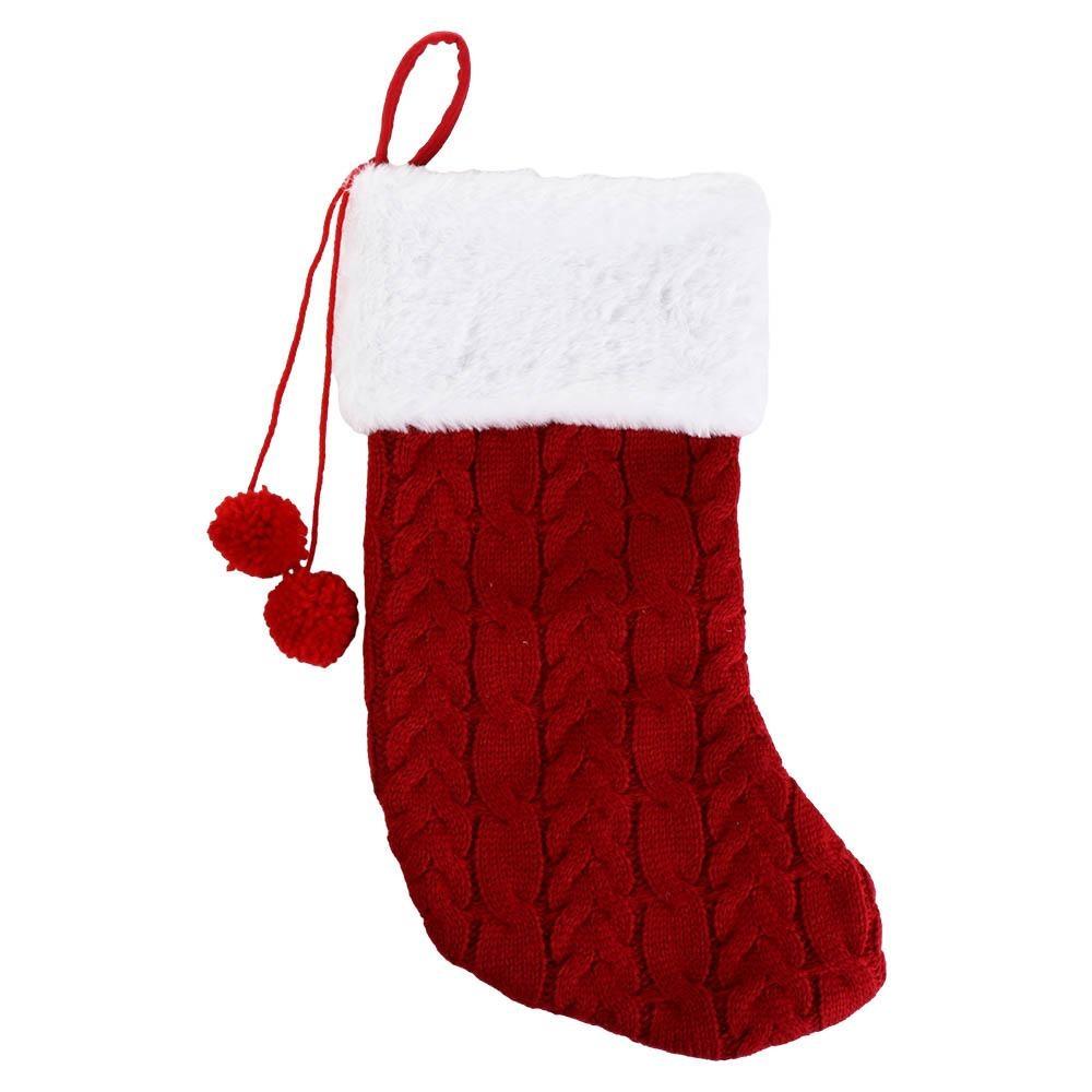 Красный/зеленый/белый рождественский вязаный чулок большой емкости подвеска на елку Новый год