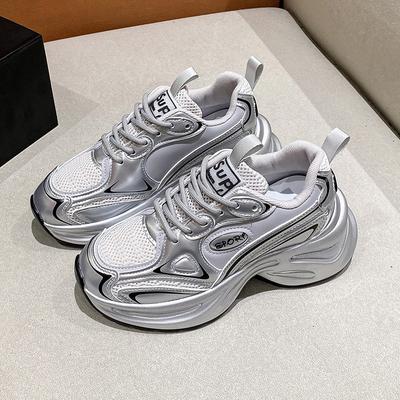 Толстая подошва, увеличивающая рост, дышащие кроссовки для папы, женские весенне-летние новые туфли на платформе, женский обувной тренд