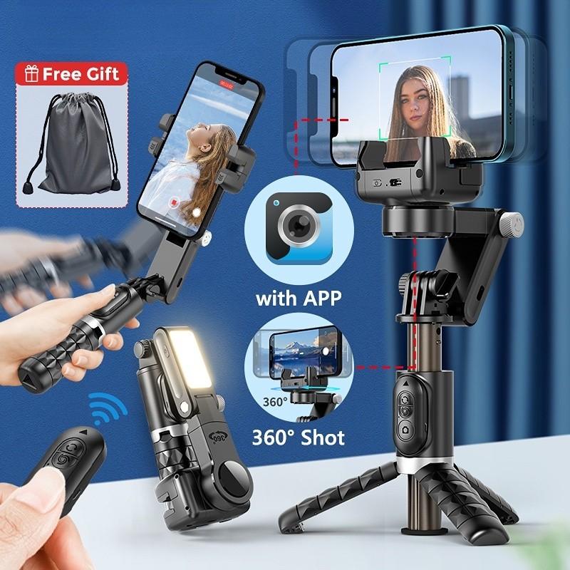 Q18 Настольный штатив с круговой съемкой 360° и заполняющим светом для смартфона Android IOS, палка для селфи, стабилизатор-подвес