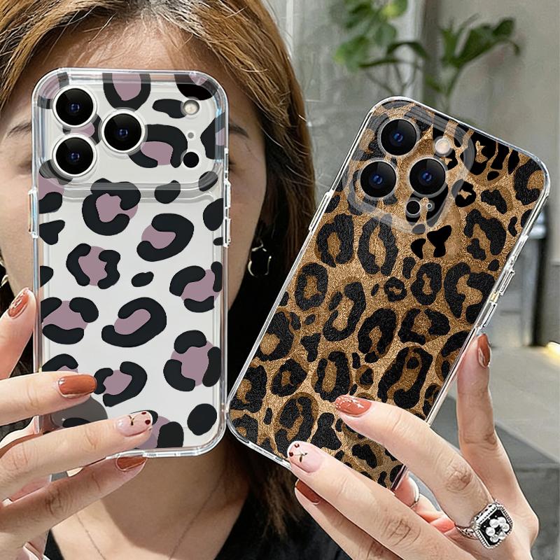 Чехол для телефона с леопардовым принтом для iPhone 17 Pro Max Coque iPhone 16 15 14 13 Pro Max 11 Прозрачный ТПУ Силиконовый Мягкий Чехол