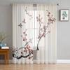 Plum Blossom Branch Bird Ink Painting Modern Tulle Curtains For Living Room Bedroom Home Kitchen Window Sheer Curtains