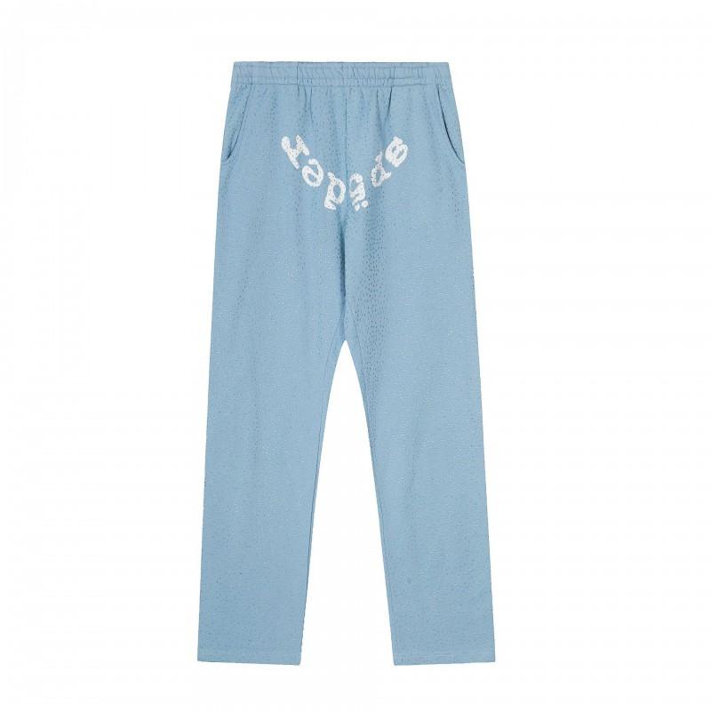 Mens Hip Hop Streetwear Fleece Pants Rhinestone-Embellished Straight Leg Casual Winter Trousers Youth