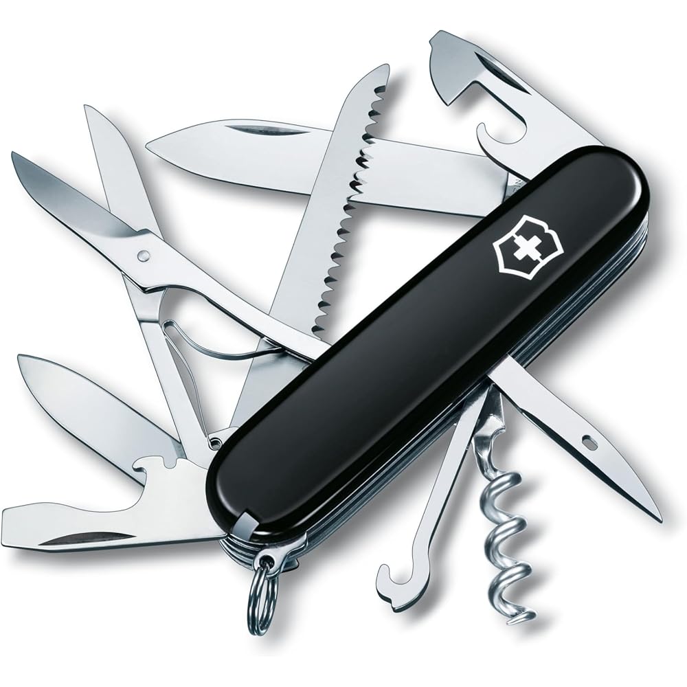 Victorinox Huntsman Швейцарский армейский нож Черный 15 функций Компактный мультитул для кемпинга, пешего туризма, готовности к чрезвычайным ситуациям