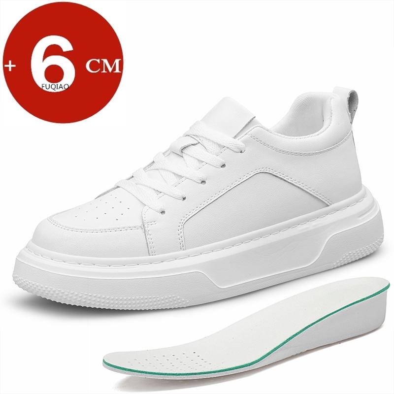 Genuine Leather 6CM Height Increase Couple Shoes Comfortable Breathable Elevator Sneakers for Men Women Lightweight Casual Sport