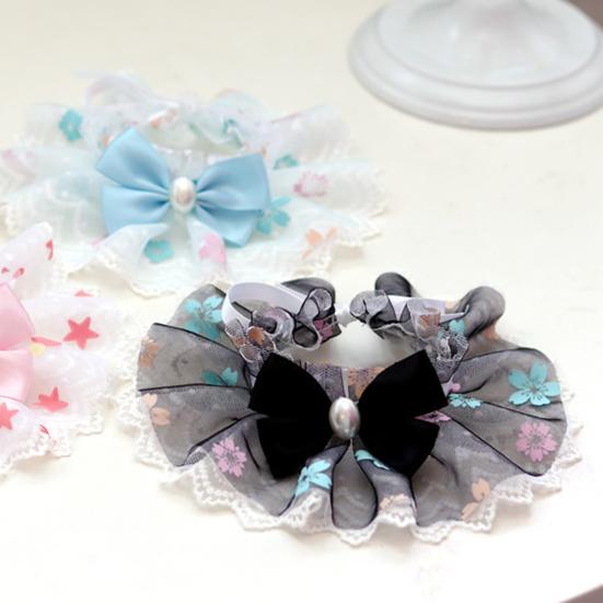 Cat Bib Soft Touch Lovely Bandana Adjustable Bow Collar Bib Lace Neck Scarf Pet Neckerchief for Small Dogs