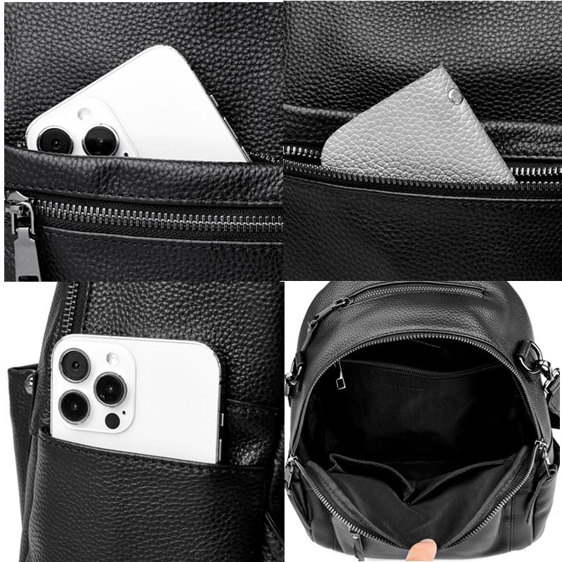 Luxury Solid Cowhide Bags For Women 2023 New Designer High Quality Genuine Leather Backpacks Women School Bags For Teenage Girls