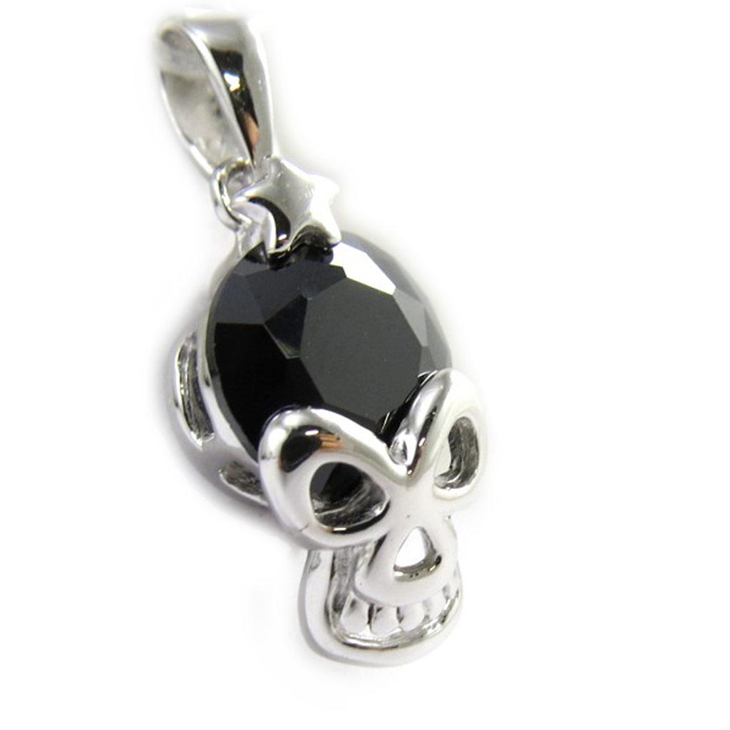 Les Trésors De Lily [M1724] - Black 'Skull' Silver Pendant