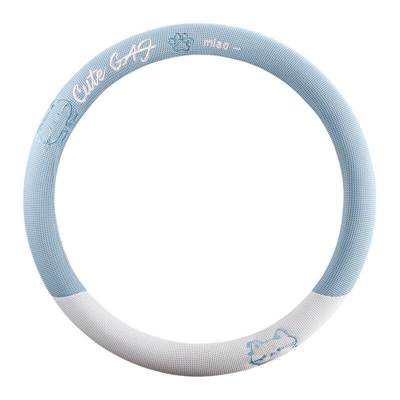 Car Steering Wheel Cover, All-Season Universal Type, Linen Material, Ora Flat-Bottom Interior Modification Accessories, Cute Iq, Thin Good Cat Gt