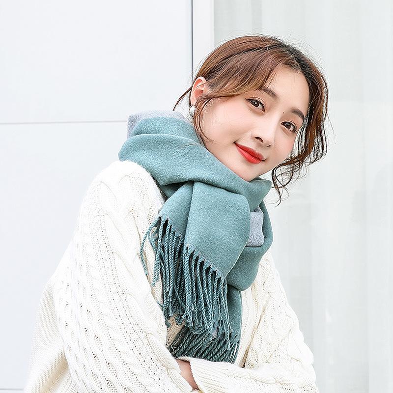 Женский шарф, пашминовые шали, накидки для вечерних платьев, зимние теплые шарфы с помпонами