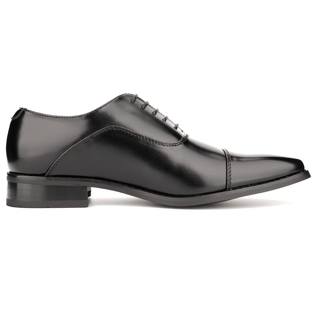 KIXSTAR Men's Leather Business Shoes with Inner Wingtip, Flexed Straight Tip (Black, Size 27.5 cm)