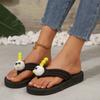 Fashion 2025 Summer Cute Cartoon Animatio Flip Flops Women Summer Thick Sole Wedges Sandals for Woman Outer Wear Non Slip Slides Ladies