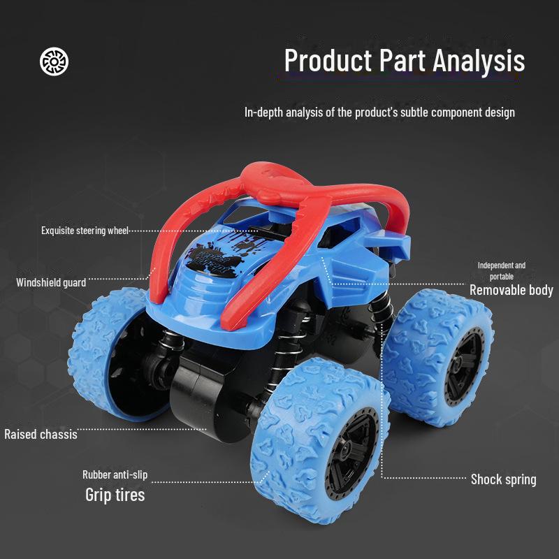 Детская четырехколесная инерционная трюковая машинка - вращающаяся внедорожная модель игрушки