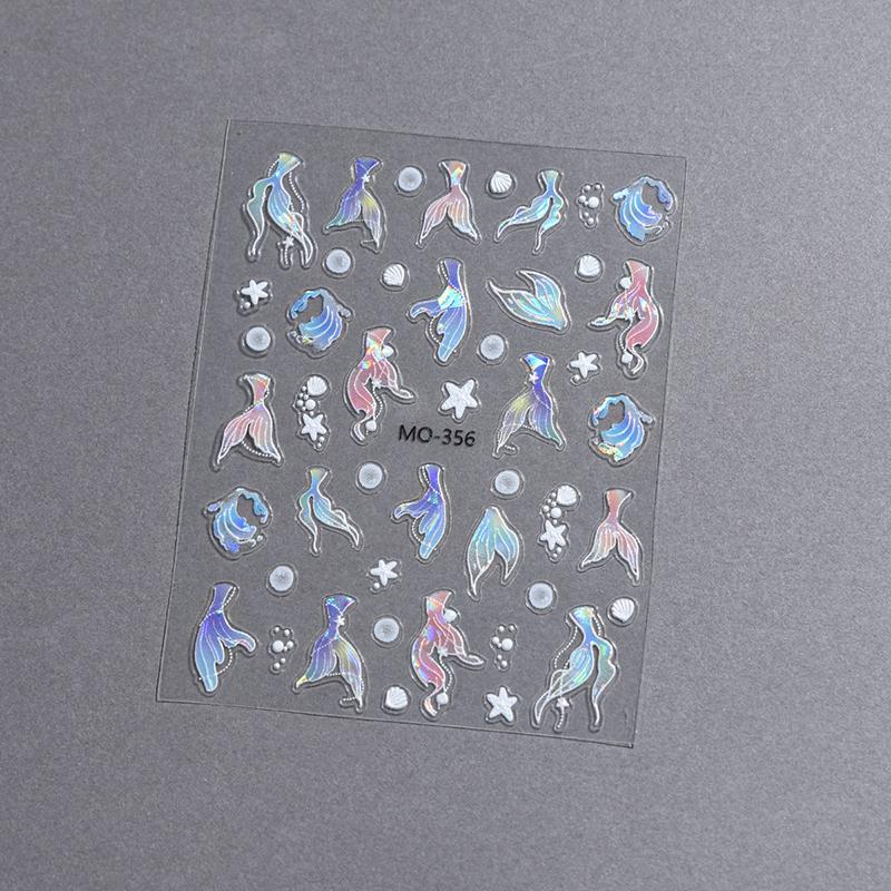 5D голографические наклейки для ногтей в виде хвоста русалки наклейки для ногтей в виде моллюсков и звезд с изображением морских звезд декор для ногтей в виде океанического дизайна маникюрная фольга