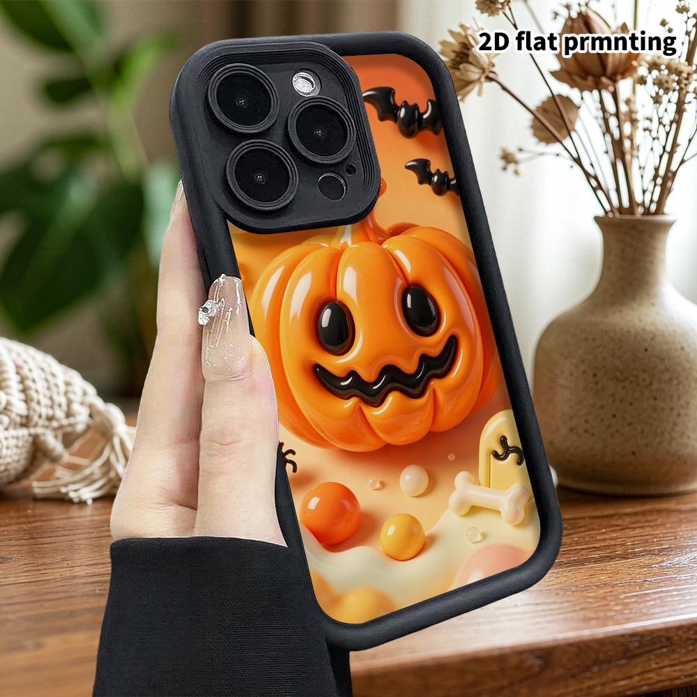 Phone case: 2D flat design suitable for iPhone 18 17 16 15 14 13 Pro protective case, Halloween pumpkin, Christmas, perfect holiday gift