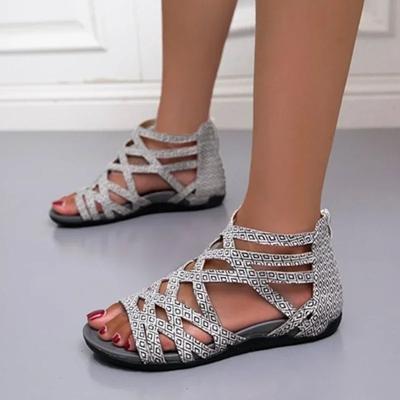 Модные женские сандалии на танкетке с леопардовым принтом, нескользящие, легкие, удобные, повседневные женские шлепанцы в римском стиле для улицы, повседневная обувь на плоской подошве