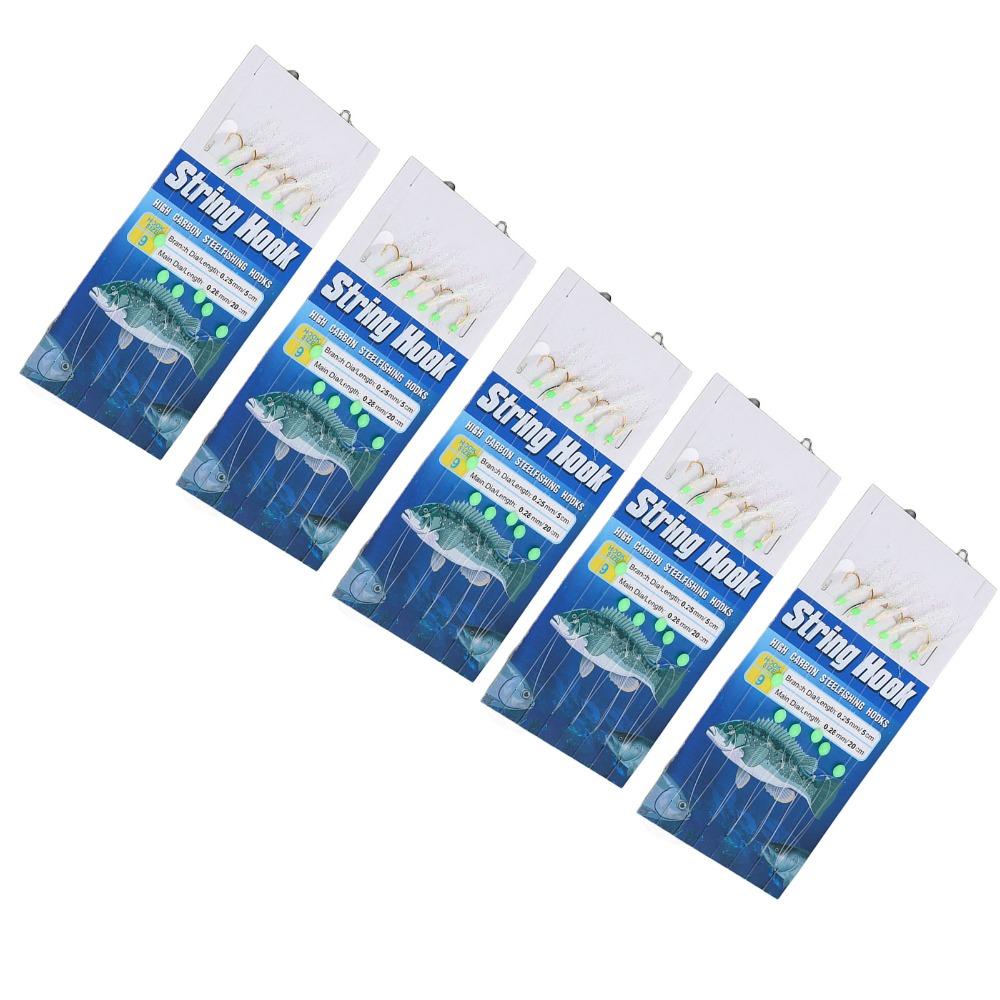 5PCS 6 Hooks Fishing Lure Bait Rig Carbon Steel Fishing Bait Rigs Saltwater Fishing