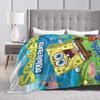 SpongeBob SquarePants Knitted Blanket Cartoon Animated Flannel Throw Blankets Airplane Travel Printed Ultra-Soft Warm Bedspreads