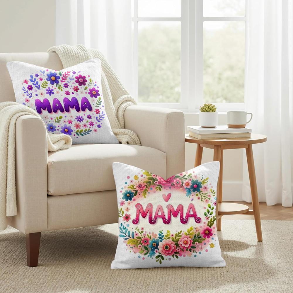 MaMa Cushion Cover Natural Linen Organic Fabric DoubleSided Printing Couch Pillow Covers Home Decor