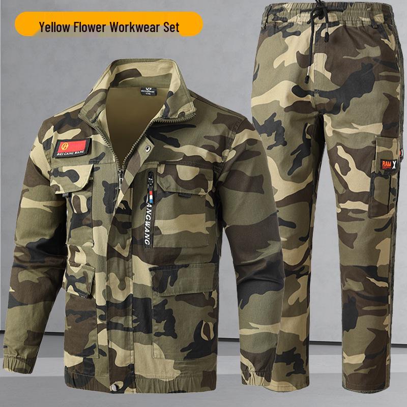 Stretch Camouflage Suit Set: Anti-Scald, Thickened Workwear for Auto Repair & Welding