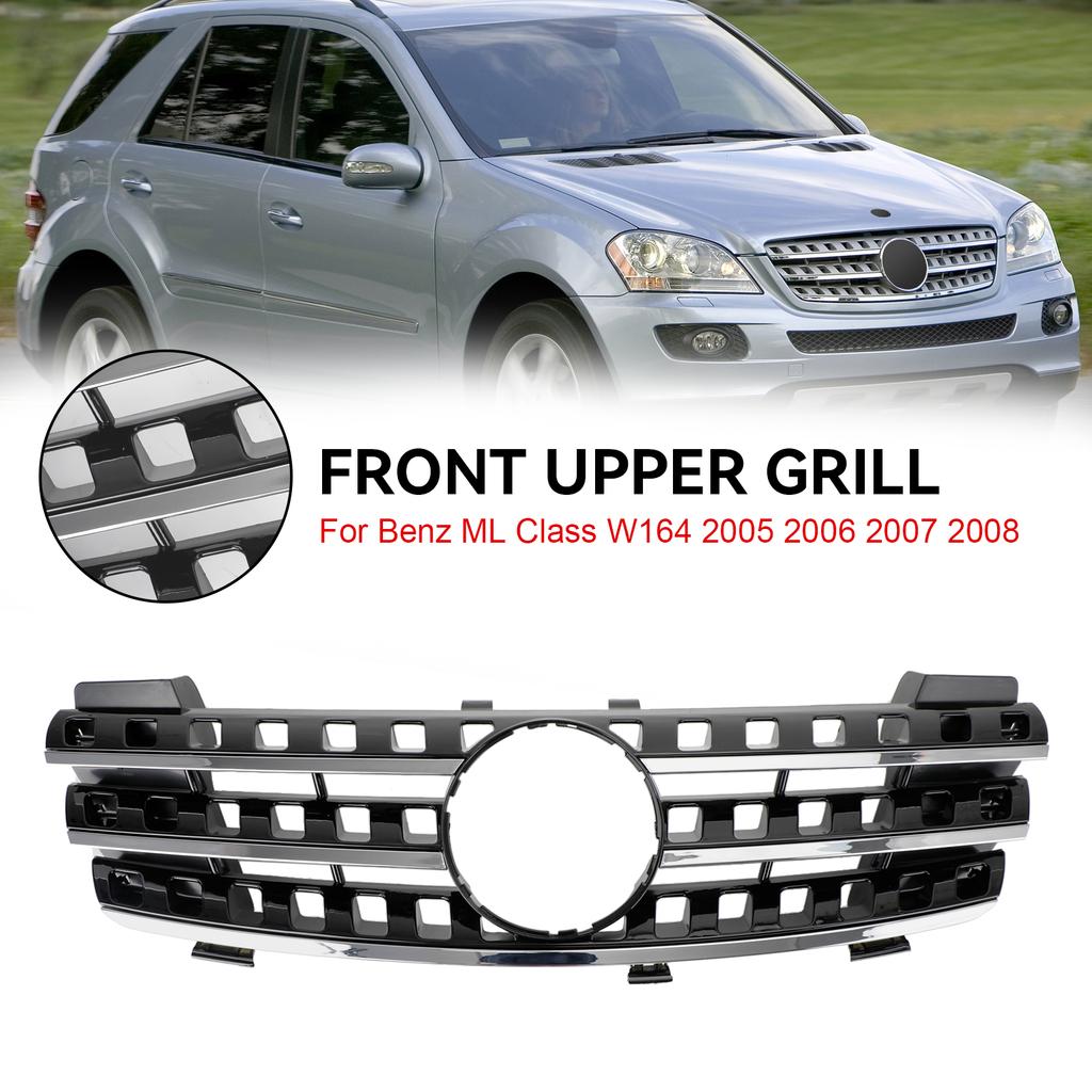 Передняя решетка радиатора подходит для Mercedes ML-Class W164 2005-2008 хром/черный
