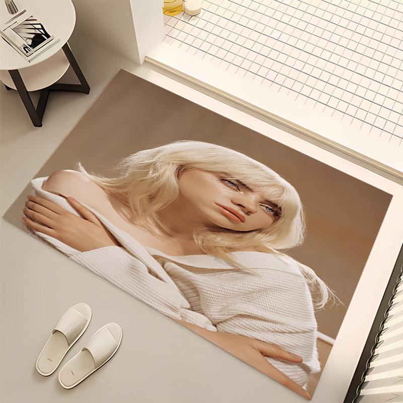 1pc singer Billie Eilish2 Print Area Rug - Soft, Washable Non-Slip Indoor Mat, Living Room, Home Office Decorative Rug,Office Decorative
